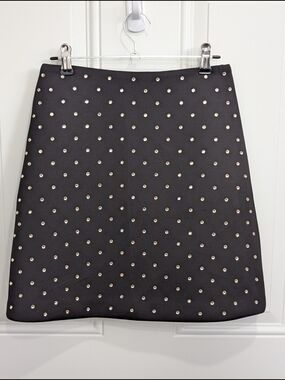 French Connection Black Mini Skirt with Rhinestone Detail